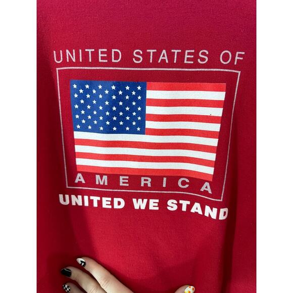 Vintage Jerzees USA Women's sz L American Flag Red Sweatshirt Activewear 90s Y2K - Picture 2 of 10